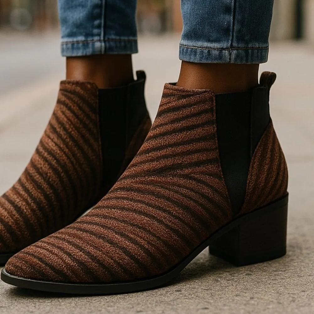 Cato | Tiger Stripe Fur Ankle Bootie Various Sizes Available